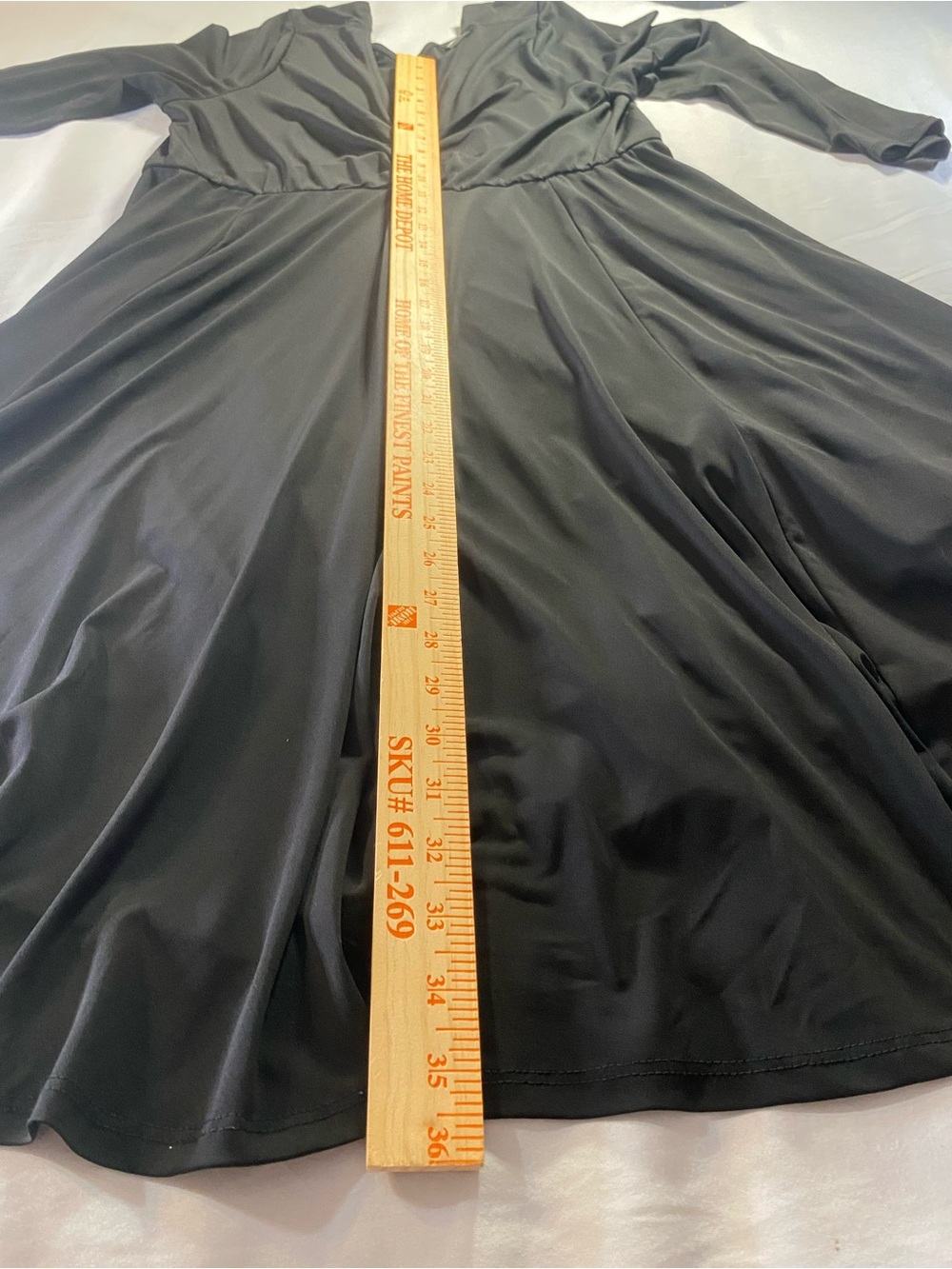 Torrid Woman's Plus Size 1 Black Midi Length 3/4 Sleeve Dress Elastic Waist - Picture 8 of 10